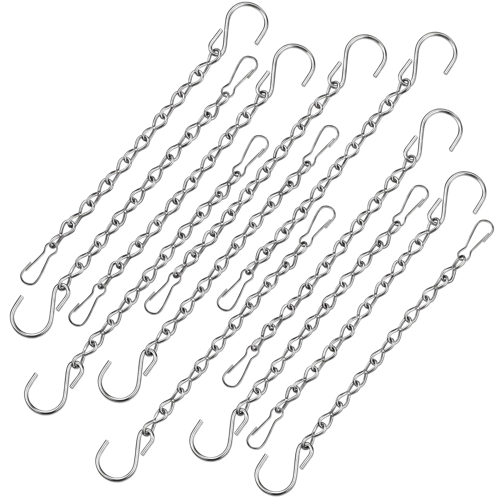 eBoot 12 Pack 9.5 Inch Hanging Chain Garden Plant Hangers for Bird Feeders, Billboards, Bird Houses, Planters, Chalkboards, Lanterns, Wind Chimes, and Decorative Ornaments (Silver)-image-33