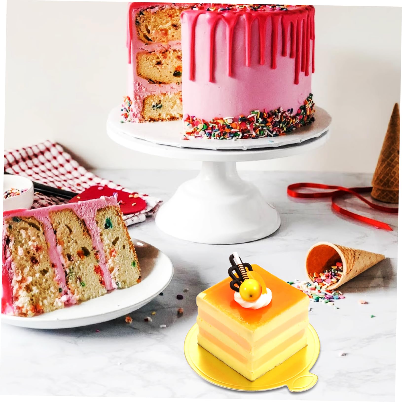 Cabilock 200 Piezas Base Tablero de Papel de Pastel Mini Puesto de Pasteles decoración Molde para Pasteles Tablero de exhibición de la Magdalena Almohadillas para Pasteles Pastelería Postre