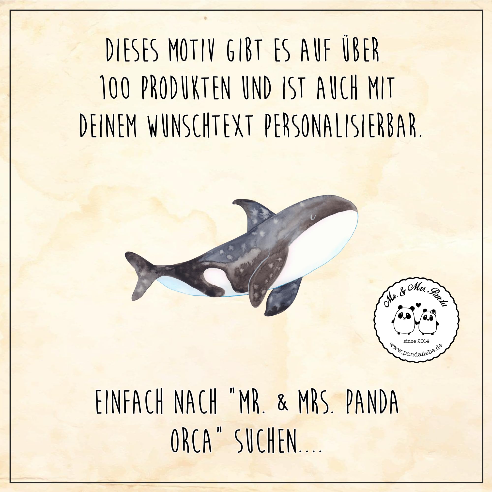 Mr. & Mrs. Panda Personalisierte Tasse Orca - Geschenke, Arbeit, Neustart, personalisieren, Meer, mit Namen, Orcas, Kaffeebecher personalisiert, selbst gestalten, Killerwal, Wal, Glühweinglas