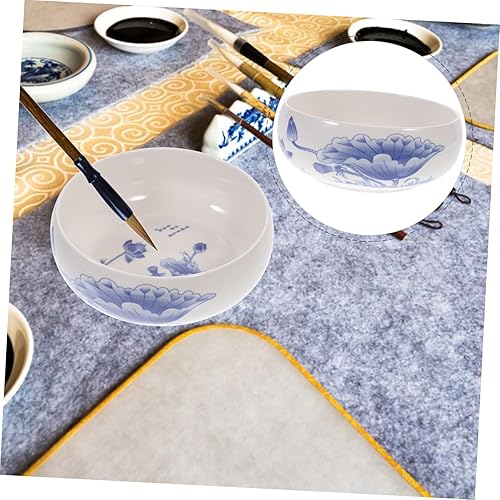 Miniatura 9 de NUOBESTY Cepillo de lavado Cilindro de pluma Herramientas japonesas Tinta Piedra Plato de Tinta Japonesa Porcelana Antigua Cepillo de Tintero