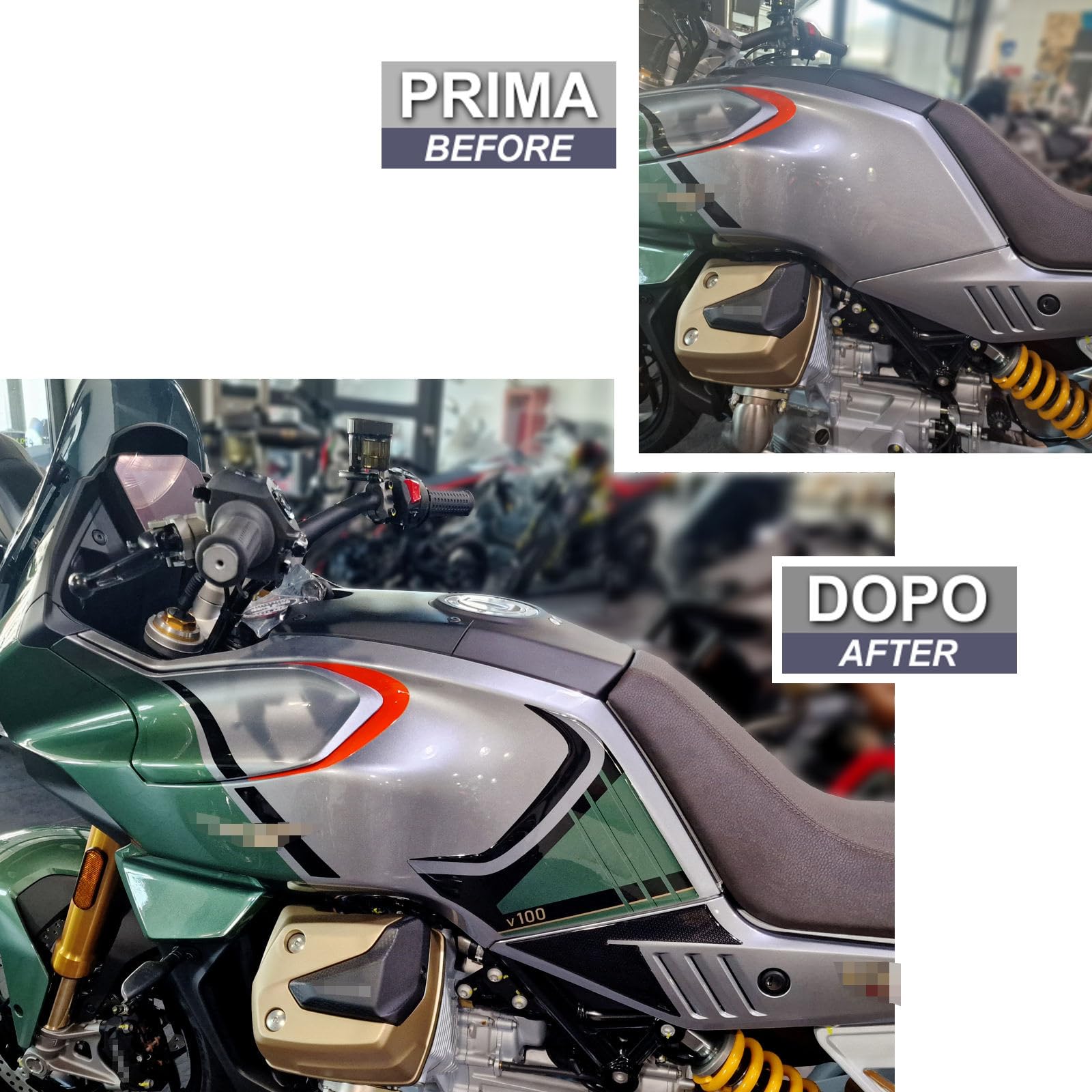 Resin Bike Aufkleber Für Moto Guzzi V100 Mandello – 3D-Harz, Schutz Vor Kratzern & Stößen, Made In Italy