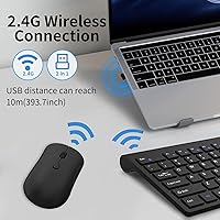 Vista 6 de Combo de teclado y ratón inalámbricos, teclado silencioso de computadora de tamaño completo con botón de calculadora, ratón de 2400 DPI, clic