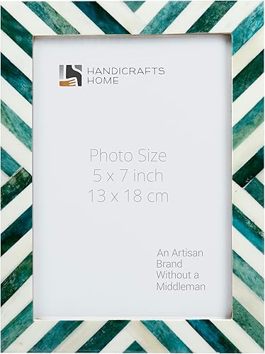 Handicrafts - Marco de fotos para el hogar, diseño de espiga de cheurón inspirado en arte de espiga vintage, marcos de regalo, 5 x 7 pulgadas, color Handicrafts - Marco de fotos para el hogar, diseño de espiga de cheurón inspirado en arte de espiga vintage, marcos de regalo, 5 x 7 pulgadas, color