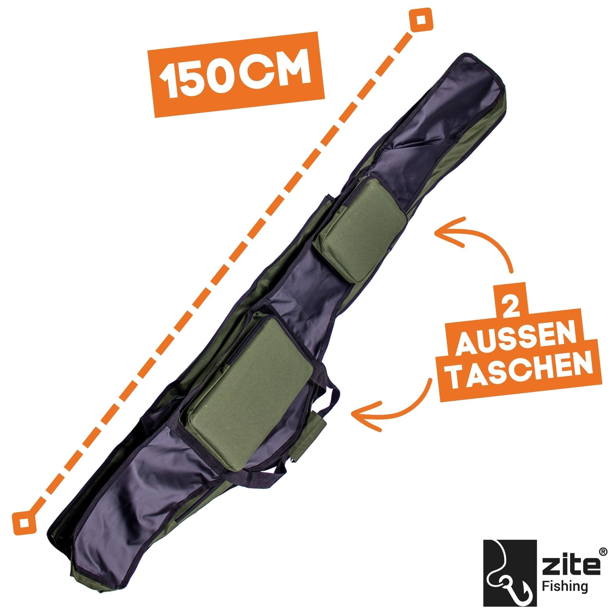 Zite Fishing - Borsa per canna da pesca, 3 scomparti, borsa per canne da pesca e valigetta con lunghezza a scelta