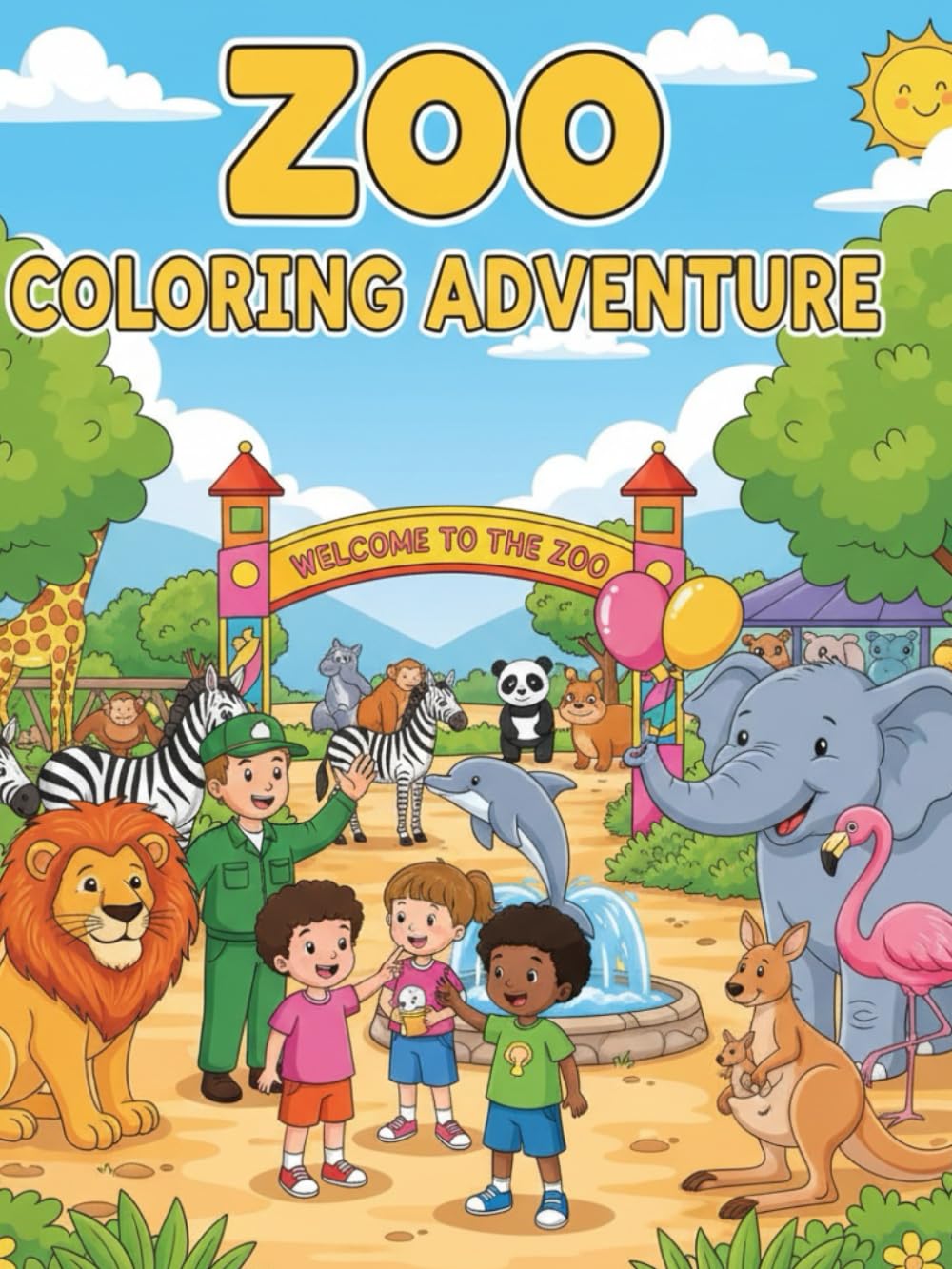 Zoo Coloring Adventure.: An Engaging Wildlife Coloring Book for Boys and Girls with Easy-to-Color Designs and Big Animal Names.