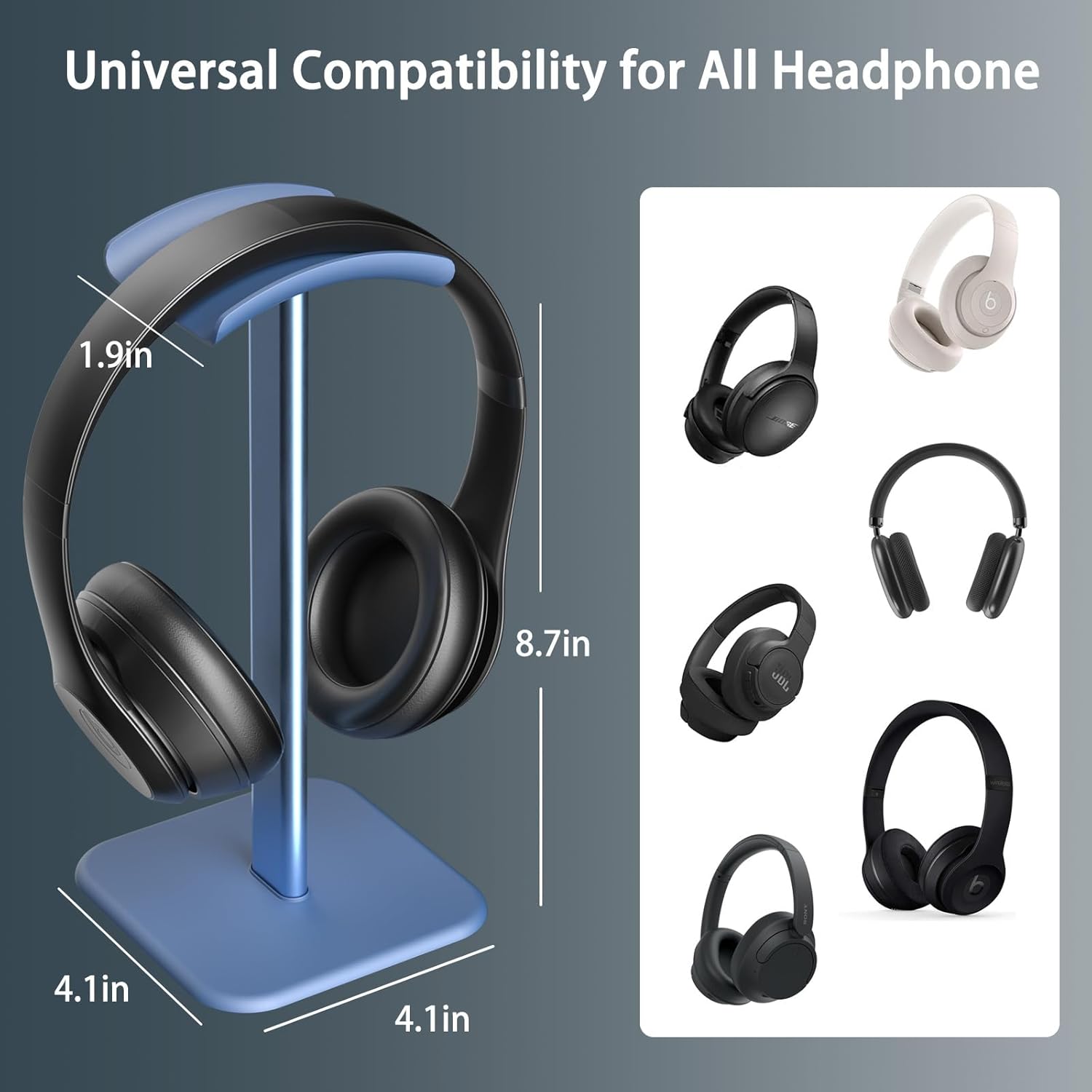 Headphone Stand for Desk - Headset Stand with Aluminum Hanger, Headphone Holder for AirPods Max, Sony, Bose, Beats and More (Blue) - Image 3