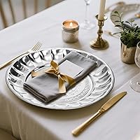 Vista 7 de DEAYOU Paquete de 12 platos redondos de acero inoxidable, platos llanos grandes de 12 pulgadas para comer, bandejas plateadas para servir fiestas