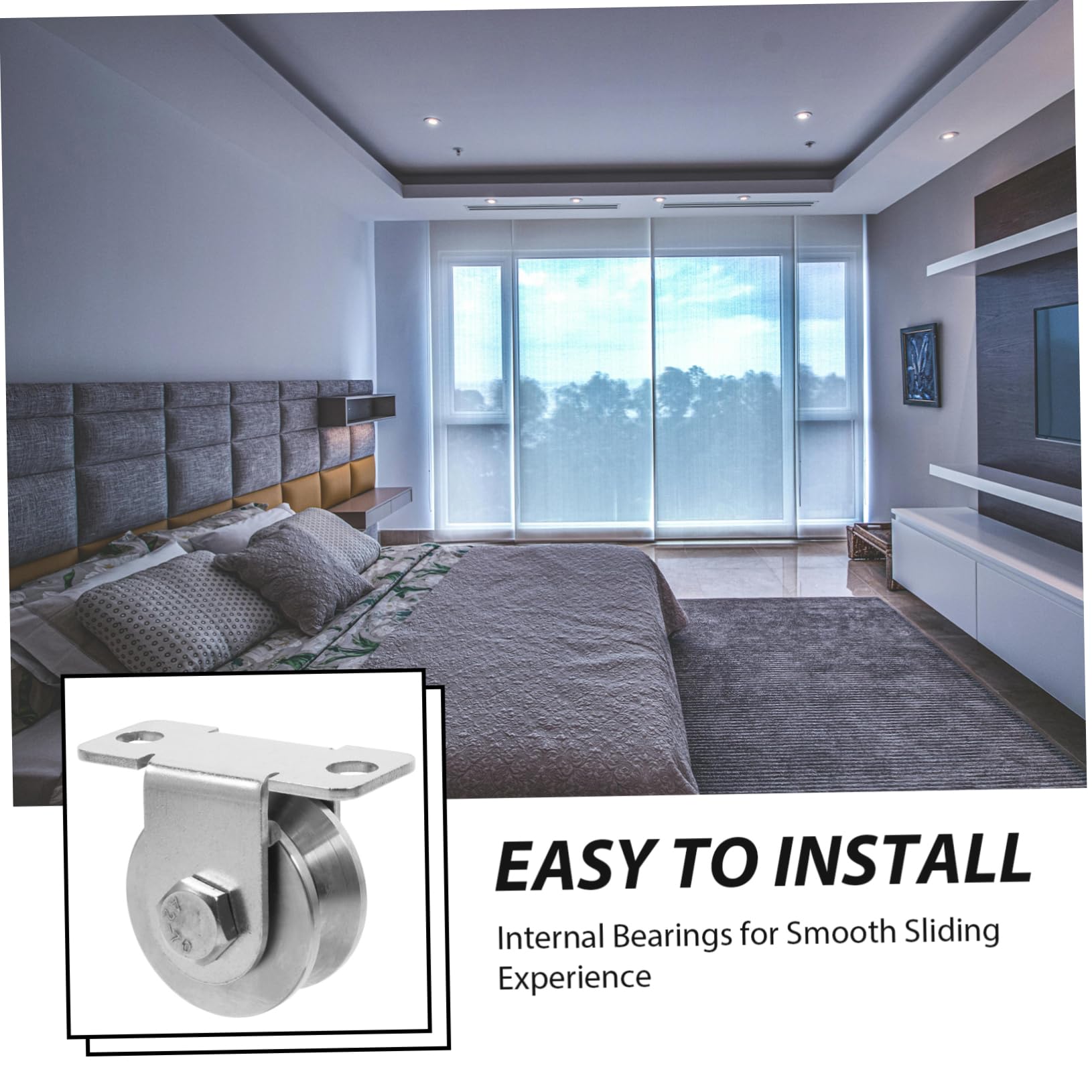 Cabilock Poleas de Acero Inoxidable para Montaje en Pared con Rodamientos Internos y Diseño en V, 2 Unidades para Sistemas de Poleas y Puertas Correderas