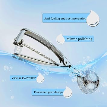 Stainless Steel Ice Cream Scoop with Trigger, 6.3cm Large Cookie Scoop for Ice Cream, Cookie Dough, Melon Baller, Potato Scoop for Meatballs, Mashed Potatoes, and Muffins - 304 Stainless Steel
