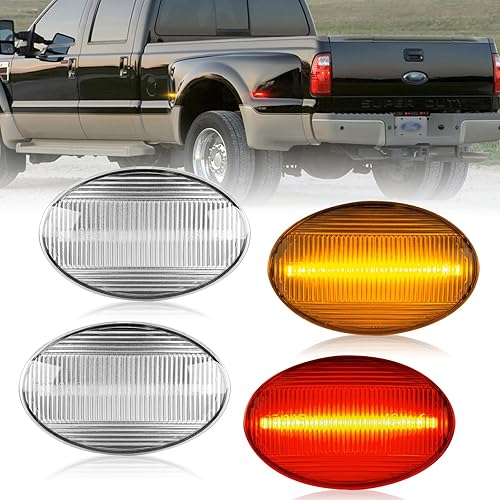 Juego de 4 luces LED de marcador lateral para guardabarros, para cama trasera, compatible con Ford F350 F450 F550 Super Duty1999-2010