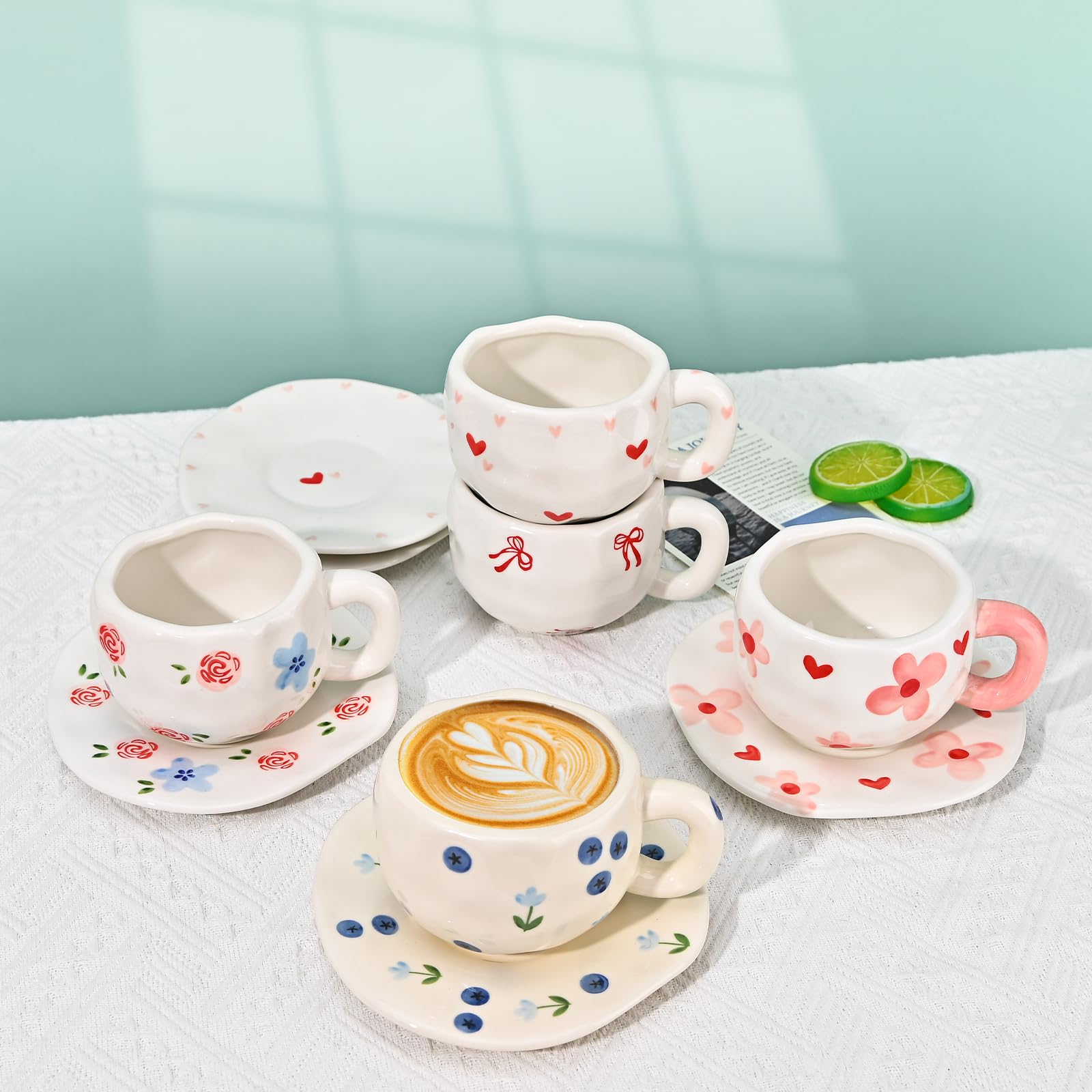 Koythin Ceramic Coffee Mug with Saucer Set - Image 3