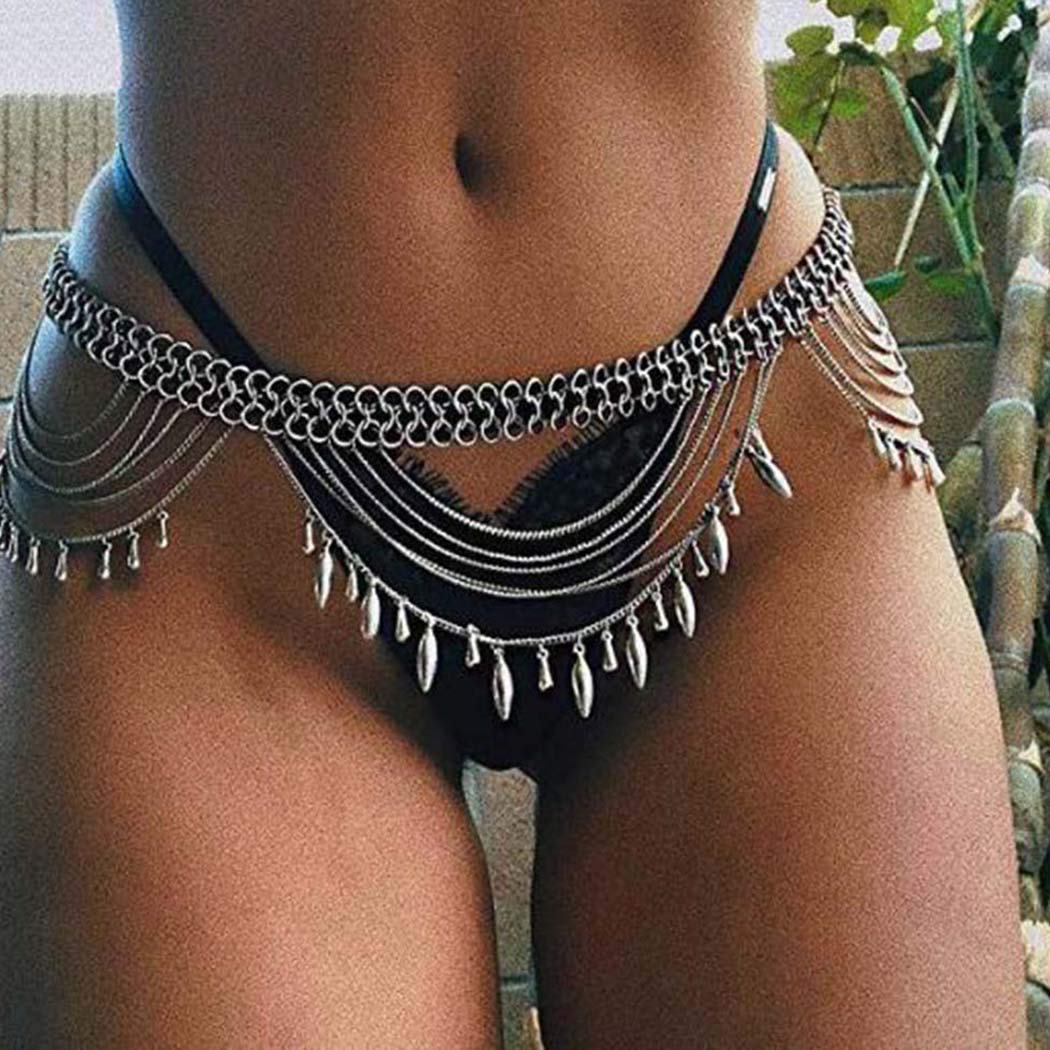 JokimuFashion Bikini Waist Chain Beach Belly Body Chains Waist Chain Body Accessory for Women