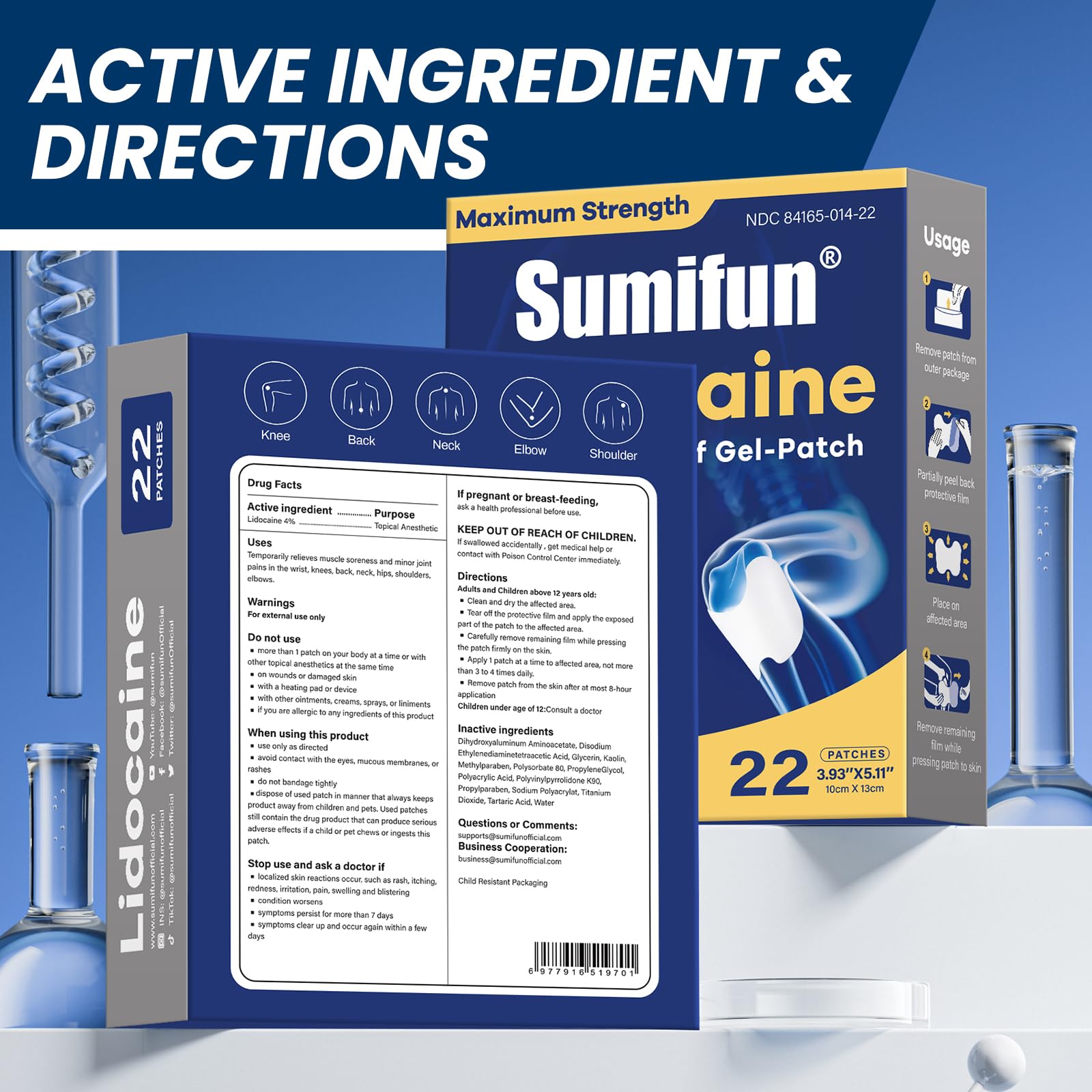 Sumifun 4% Lidocaine Knee Gel-Patches, Targeted Knee Pain Relief, 22 Count — Amazon image 8