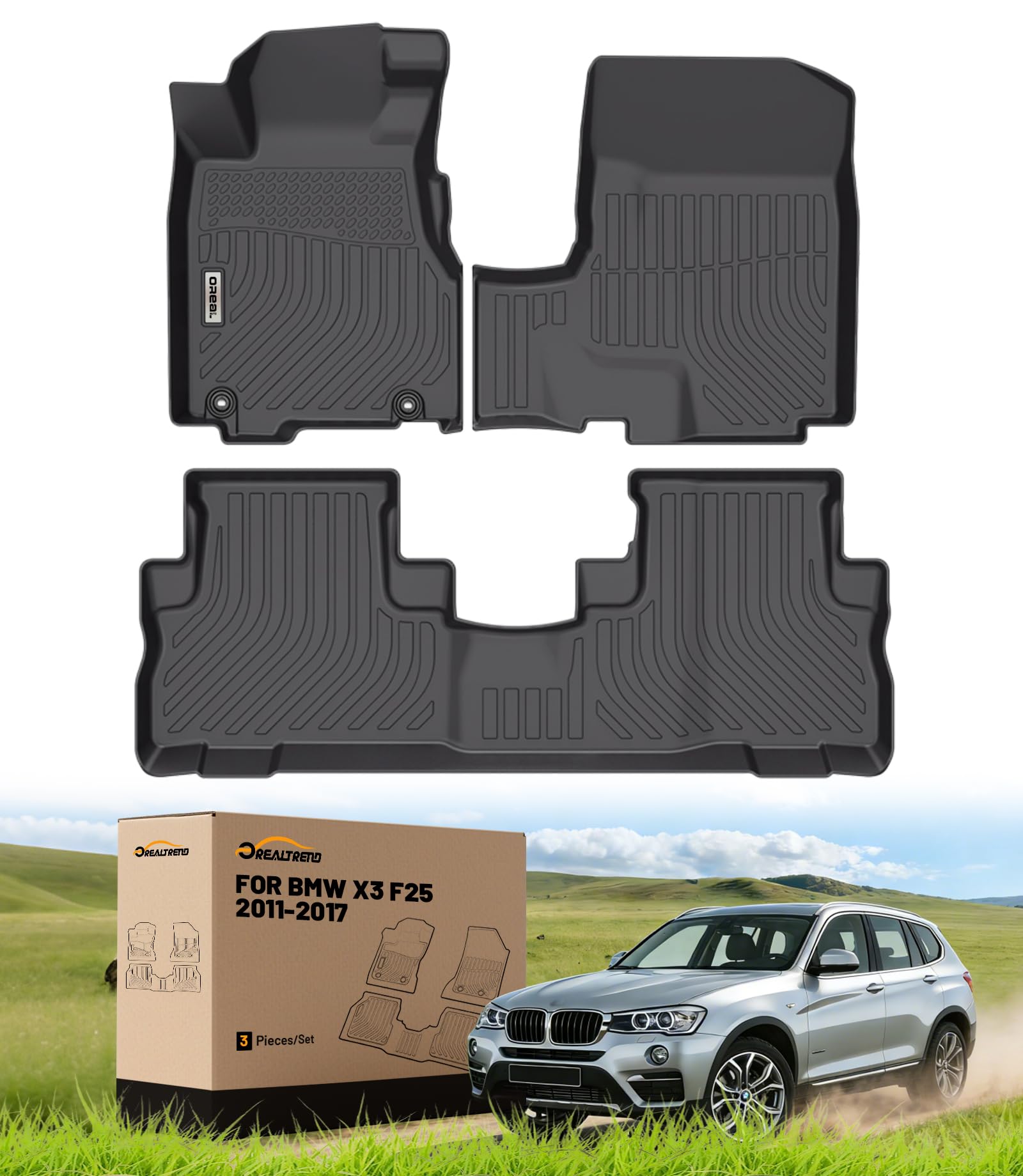 orealtrend Car Floor Mats Replacement for BMW X3 F25 2011-2017/ X4 F26 2015-2018 Heavy Duty All Weather Guard Front & Rear Liners Carpet Custom