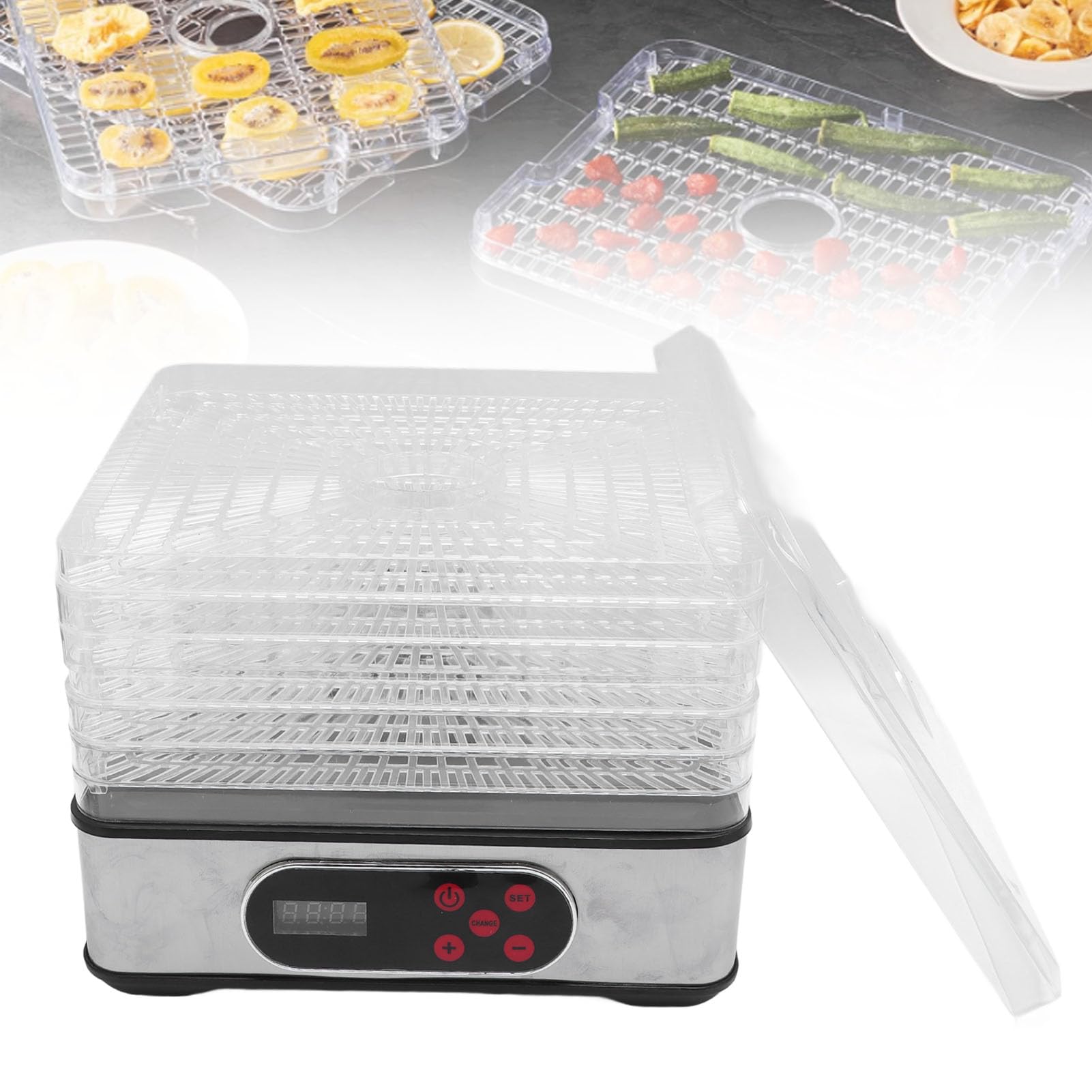 Food Dehydrator Electric Surowar Suszarka do Suszarki Pokarmowej z Regulowanym Timerem i temperaturą dla Szarpanych ziół Owoców Warzywa dla Zwierząt Domowych (