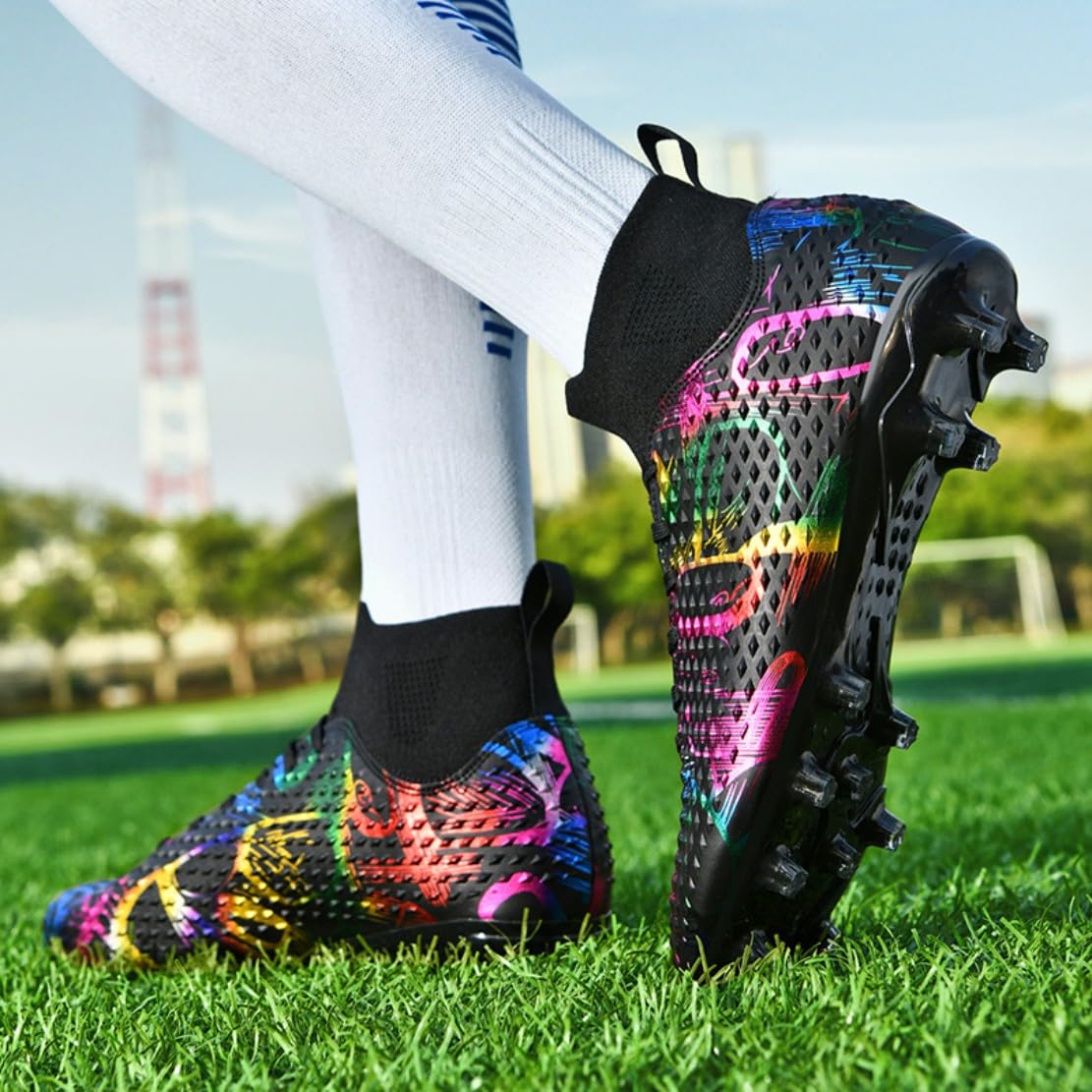 Botas de fútbol Profesionales de caña Alta para Hombre Botines de fútbol para niños para Deportes al Aire Libre con Tacos para césped Artificial