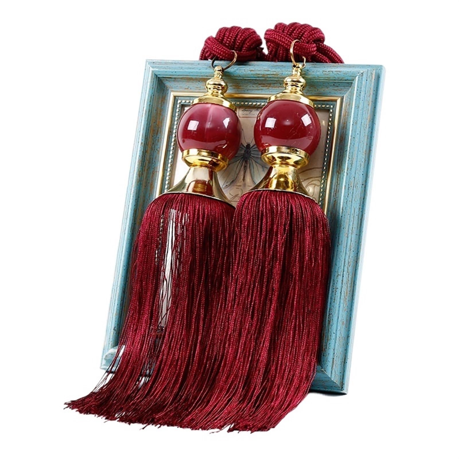YXINAER Rope Curtain Tie Backs 1 Pair Curtain Tie Backs with Tassel Traditional Tieback Curtain Decorative Accessories(Wine red)