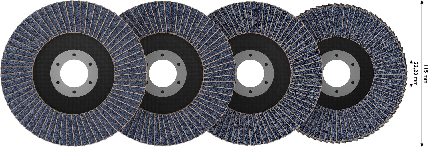 Bosch 60x Zestaw tarcz listkowych X451 (do Stal, Aluminiowy, Ø 115 mm, Ziarnistość 40, 60, 80, 120, Professional Akcesoria Duża szlifierka kątowa)