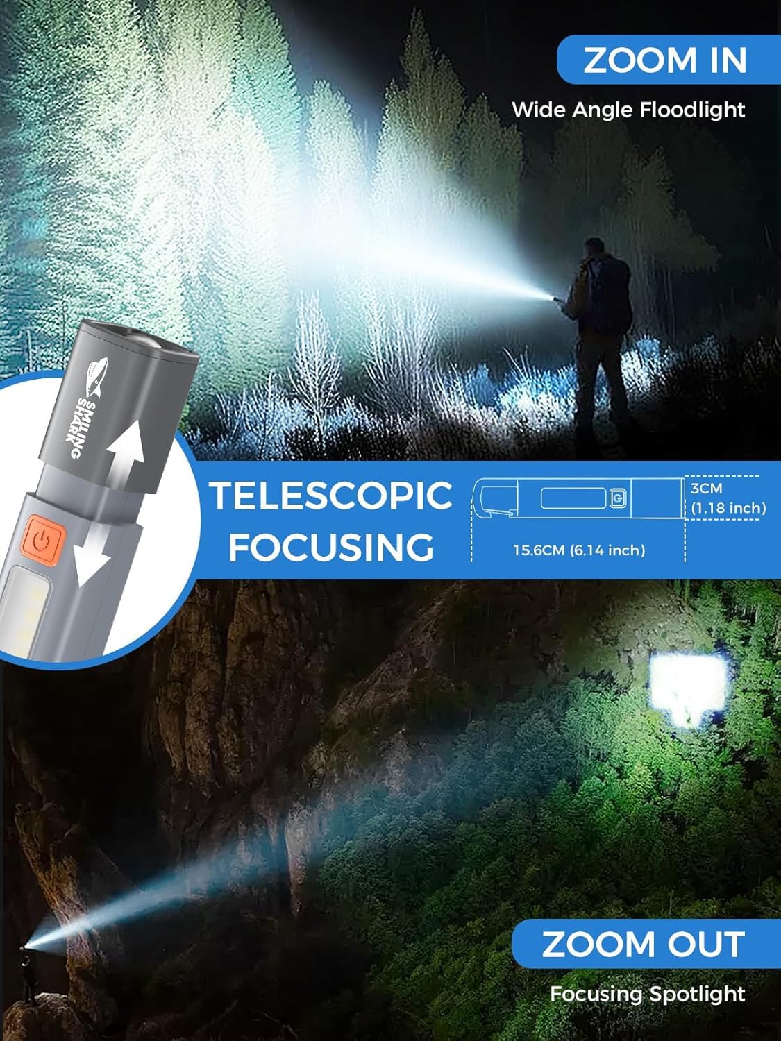 ZEKART Rechargeable Torch Light - 2-in-1 Flashlight -5 ZEKART Rechargeable Torch Light - 2-in-1 Flashlight -5