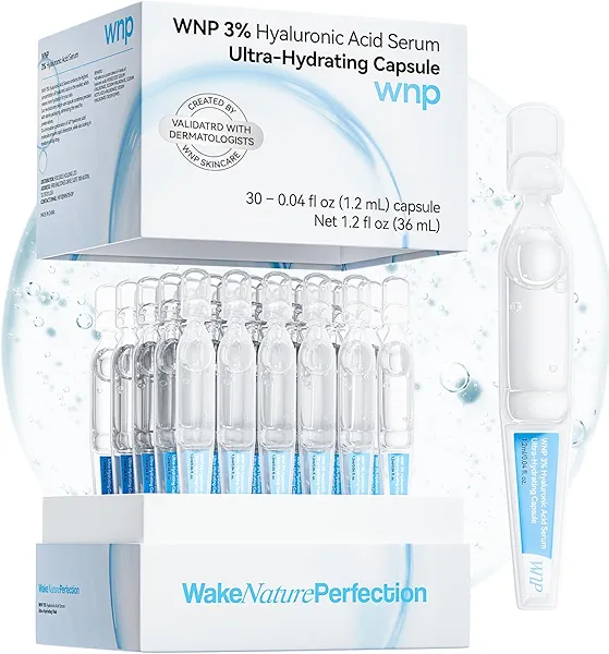 WNP 3% 4D Hyaluronic Acid Serum Ultra Hydrating Serum Smoother Skin|Pre-makeup SkinCare|Anti-Aging serum for face Single-Use Vials Skincare for Dry&Sensitive skin(1.2 ml)*30