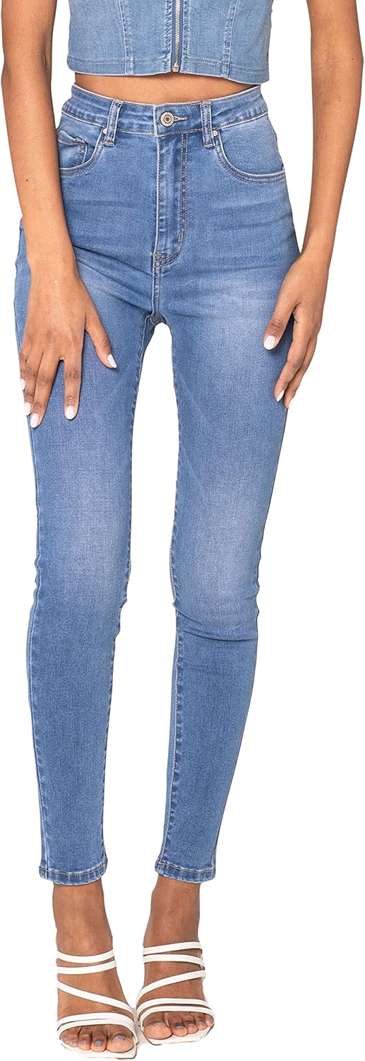 Nina Carter P190 Damen -Skinny Fit Jeans, extra hohe Taillenjeans, gebrauchter Look