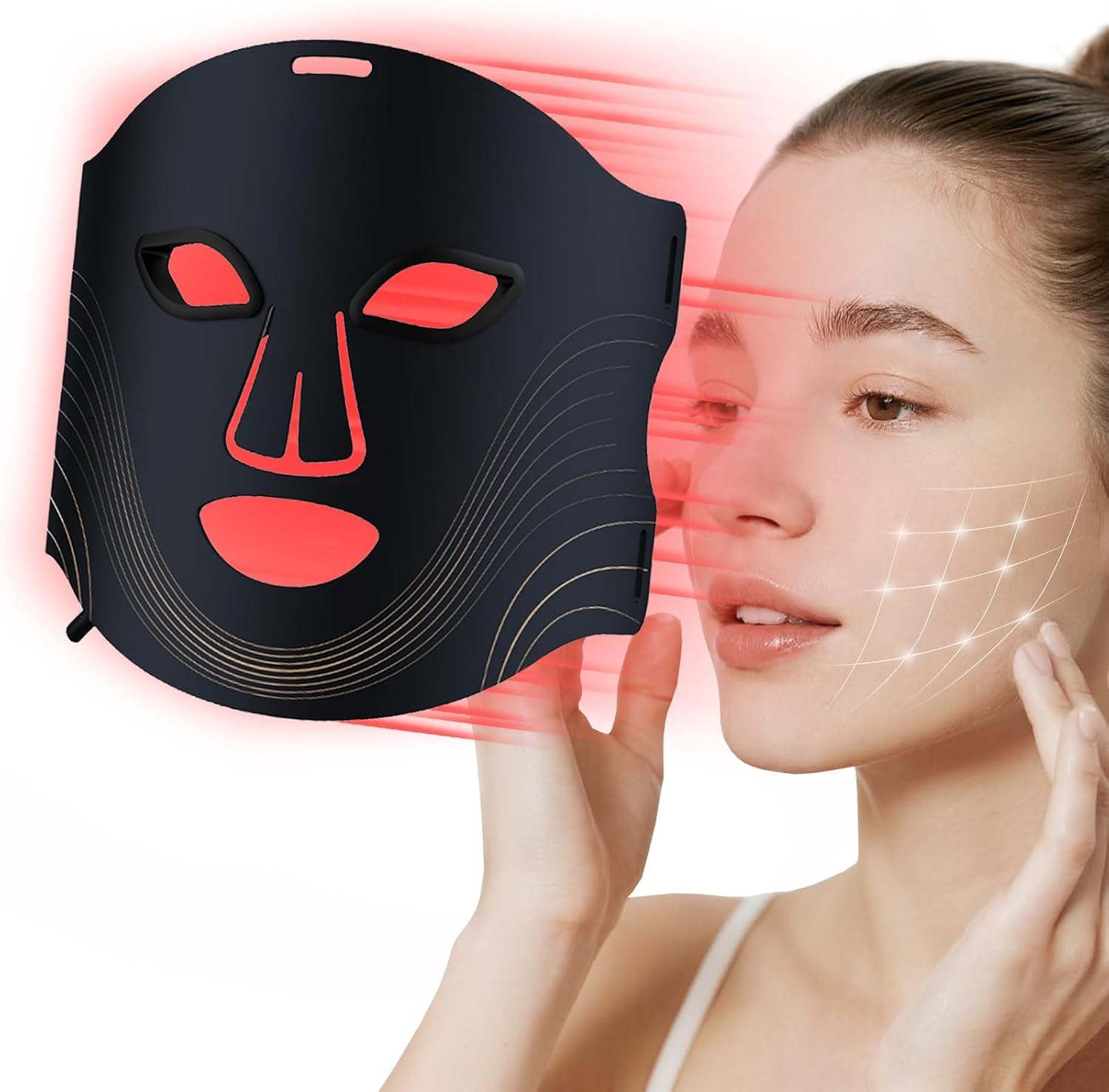Medical-Grade LED Facial Mask, 7-Color Photon Therapy for Wrinkles & Collagen Boost, FDA-Cleared Anti-Aging Device for Face, Pain-Free Skin Rejuvenation for All Skin Types, Rechargeable & Comfortable