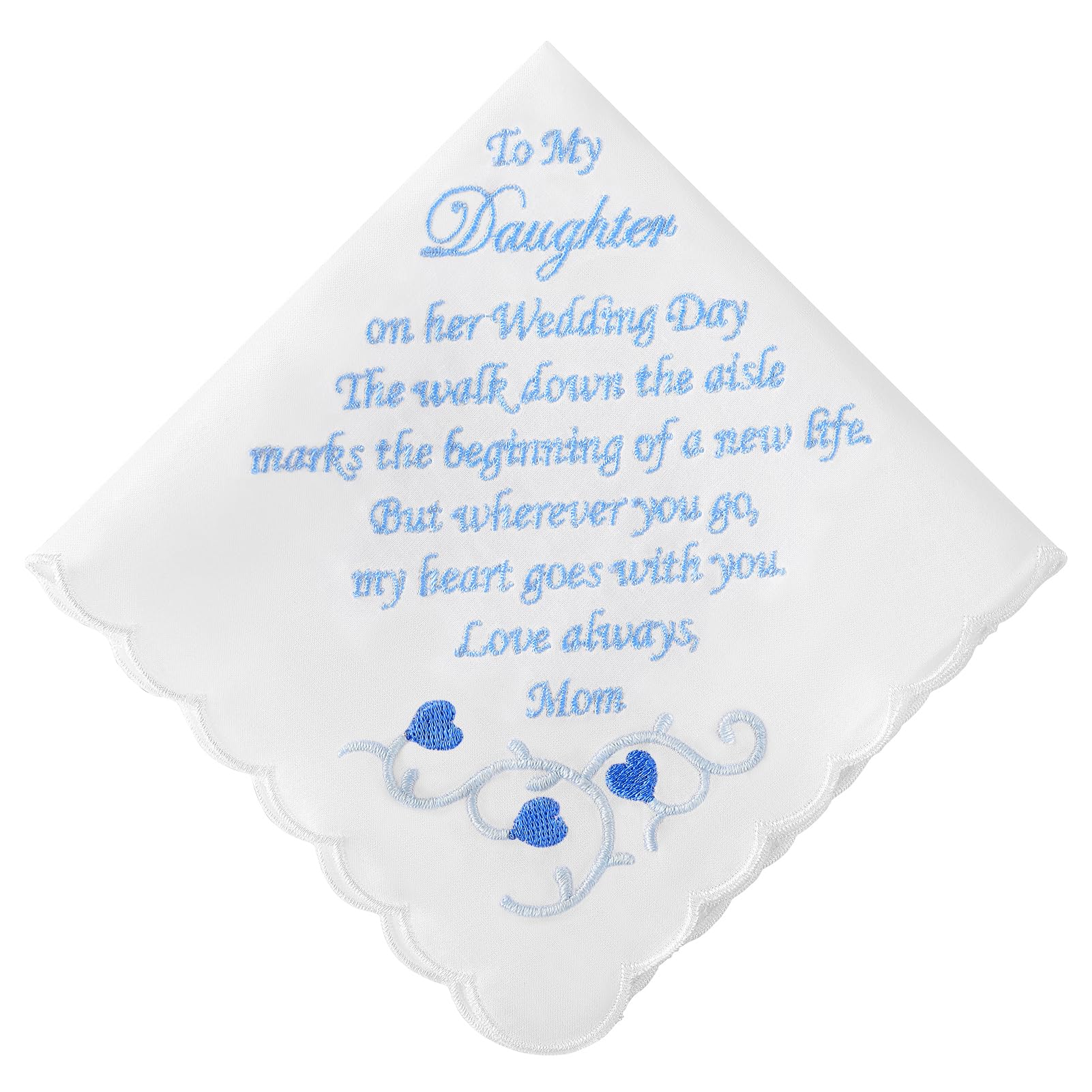 Wedding Handkerchiefs Something Blue for Bride Embroidered Handkerchief Gift for Bride Groom from Mother Father-image-36