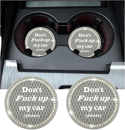 Paquete de 2 posavasos brillantes para automóvil, 2.82 pulgadas, antideslizantes, de goma suave, con diamantes de imitación, almohadilla para