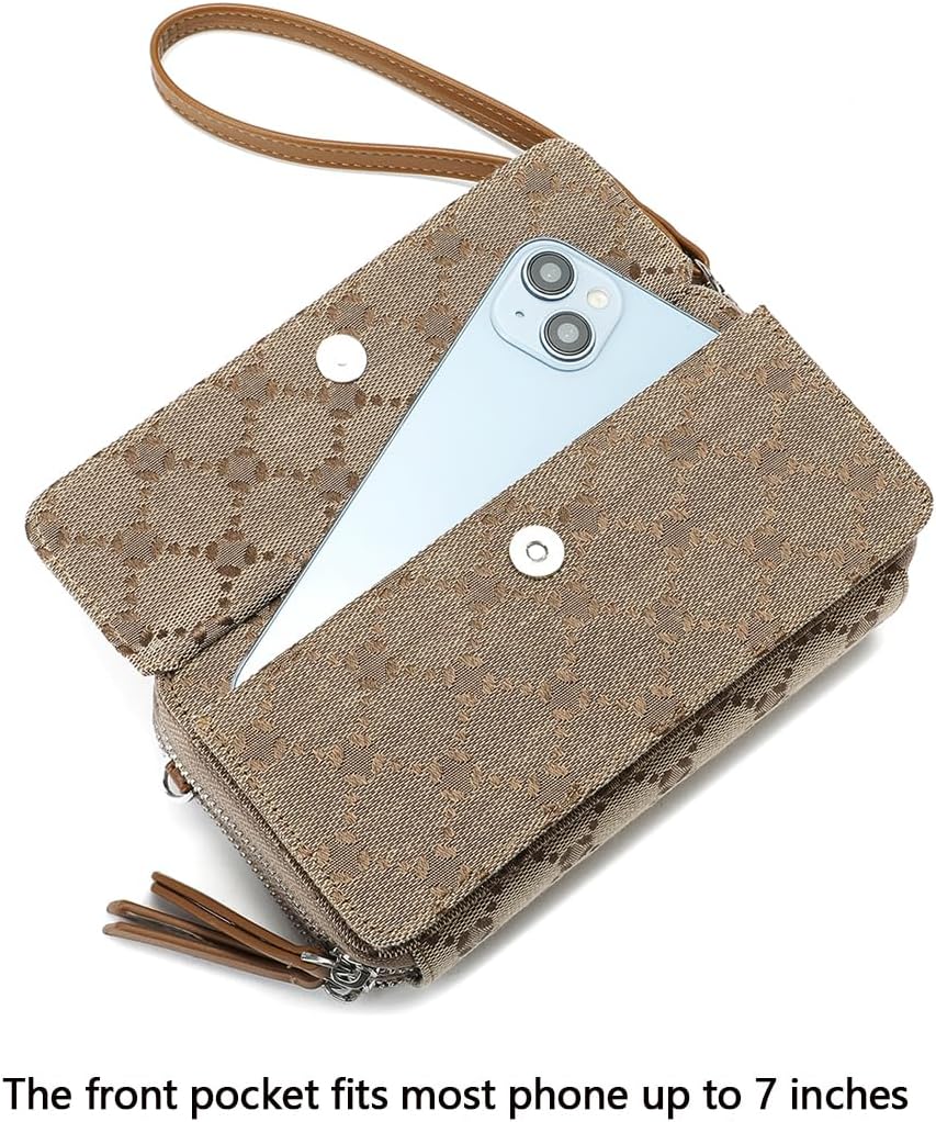 Lanyani RFID Crossbody Wallet Wristlet Purse with Phone Pocket For Women Vegan Leather - Image 4