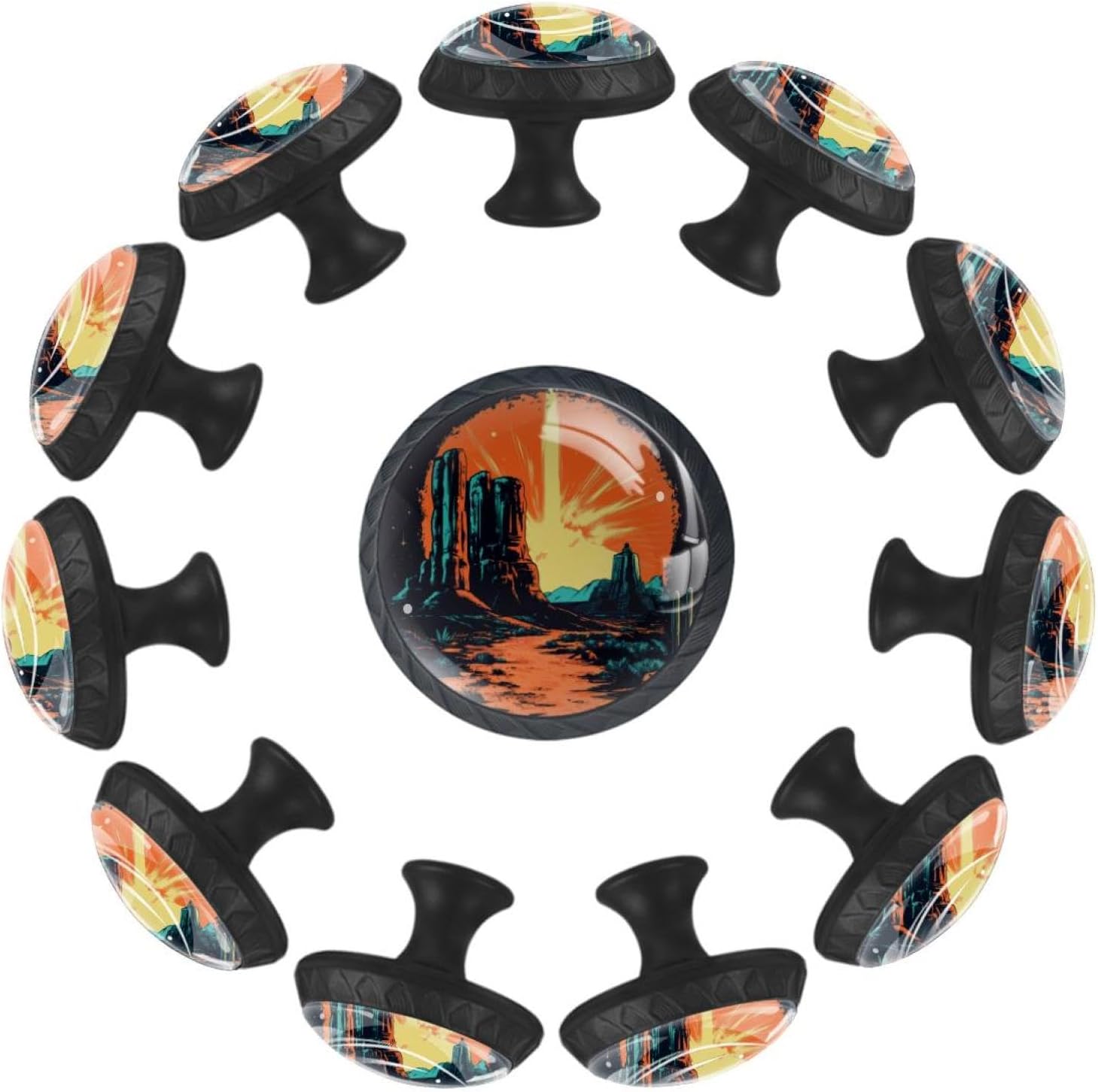 Black Desert Night View (1) Simple Drawer Knobs, Universal Cabinet Pulls with Complete Screws Set