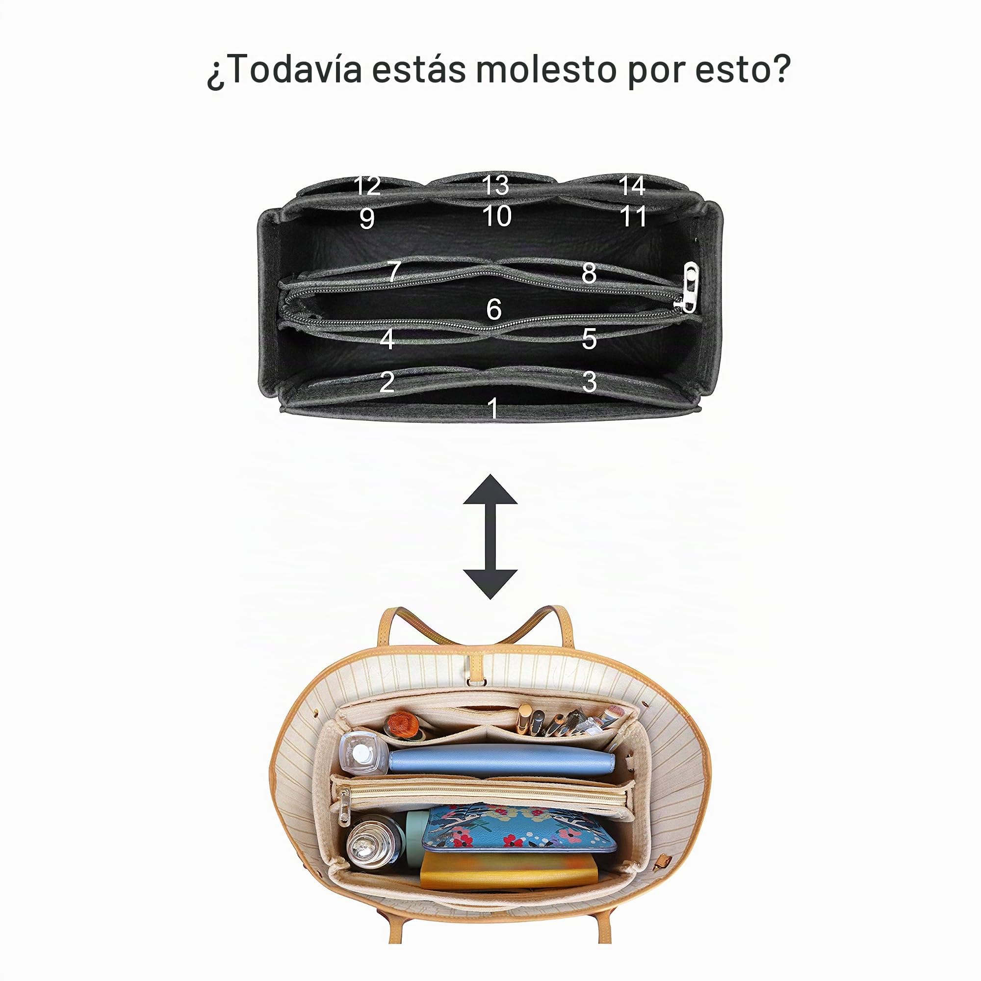 Bolso de Fieltro Organizador Inserte, Bolso en Bolsa Organizador Inserte Bolso Forro, Bolso Tote Organizador Inserte Ajuste Speedy 25-40, Neverfull（Café,Medio