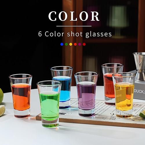 Miniatura 2 de LOBUBT Juego de 12 vasos de chupito, vasos de chupito de 2 onzas con base pesada, coloridos vasos de chupito, ideas de regalo divertidas para