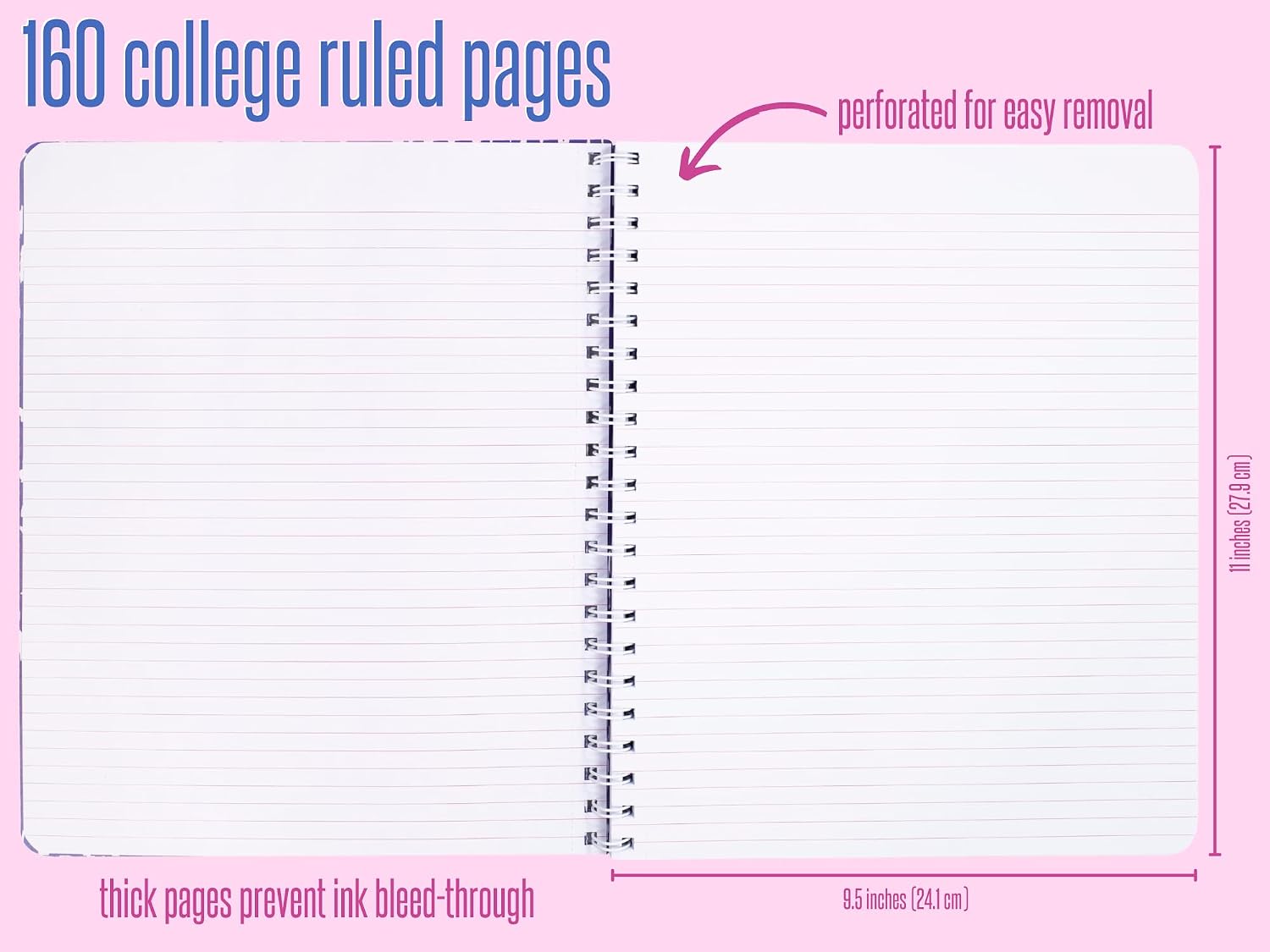 Lilly Pulitzer Large Hardcover Spiral Notebook, 11" x 9.5" with 160 College Ruled Pages, Aquadesiac