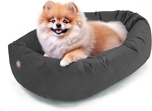 Miniatura 38 de Majetic Pet Products - Cama en forma de bagel para perro, de gamuza color gris, 40 pulgadas, con reposacabeza