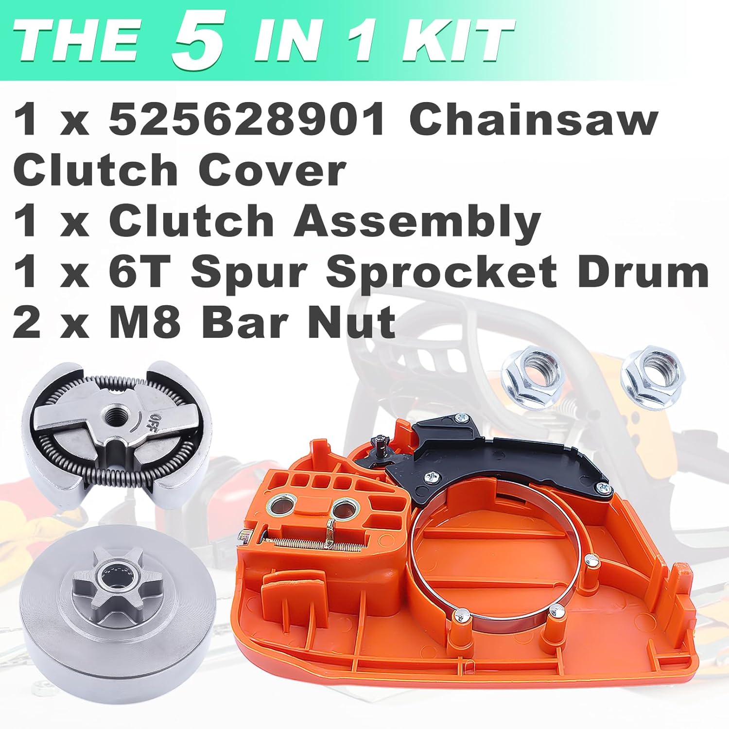 Chainsaw Chain Brake Assembly & 3/8-6T Sprocket Clutch Drum Assembly Kit for Husqvarna 235 236 240 235E 240E 236E Chainsaws, Clutch Sprocket Side Cover Rep 525628901 545071103 Clutch # 530047061