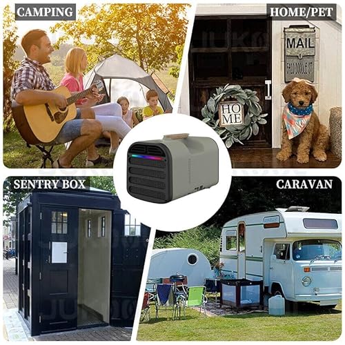 مكيف محمول 5200 وحدة حرارية بريطانية للتخييم والشواء، وحدة تكييف خارجية بتصميم صغير وخفيف الوزن للسيارة والسيارة الترفيهية والحيوانات الأليفة مع جهاز تحكم عن بعد وشاشة تعمل باللمس من كيو واكي (أخضر)