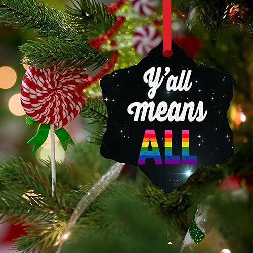 Miniatura 3 de Adorno de Navidad Y'all Means All Holiday Present Ceramic Christmas Tree Ornament Rainbow Gay Rights Lesbian Igualdad Adornos de Navidad LGBT Pride