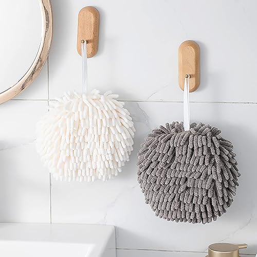 Vista 11 de Paquete de 4 toallas de mano de chenilla para baño, secado rápido, toalla de baño de manos con bucles para colgar, microfibra absorbente para secado