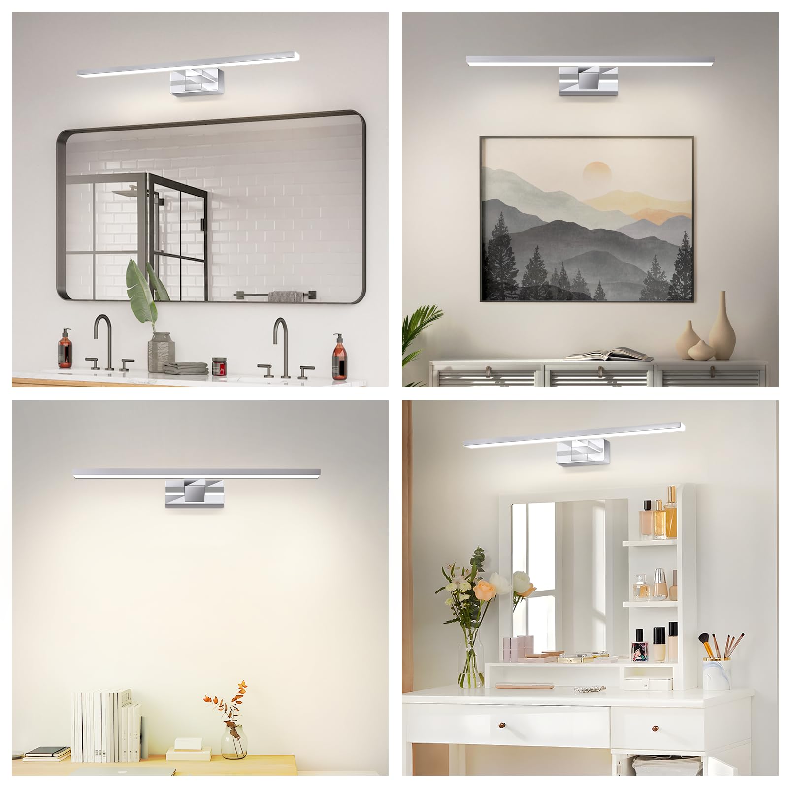 LED Aplique Espejo Baño 60CM 12W Lámpara Aplique de Espejo para | Baño 4000K ámpara de Espejo IP44 Luces de Espelho Resistente al Agua para baño y Armario con Espejo