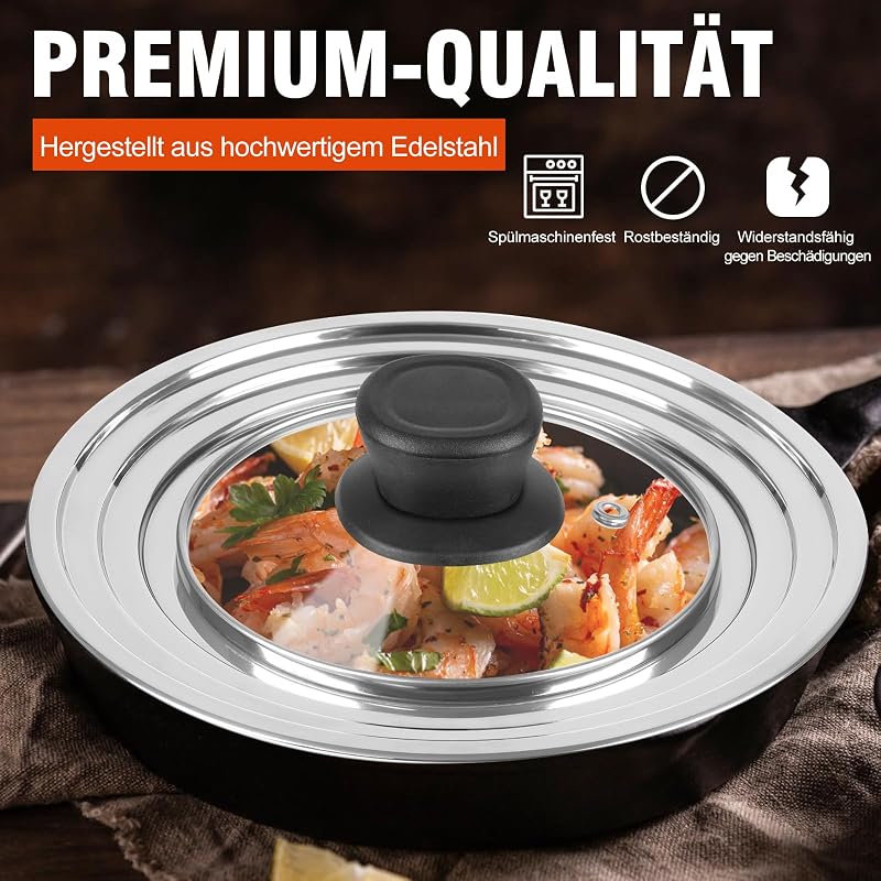 Akicderu Univerzális Üveg Fedő 2db-os Szett 16-32cm Serpenyőhöz és Fazékhoz