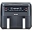 Air Fryer, 8 Quart Dual Zone Air Fryers Oilless Cooker with 2 Independent Nonstick Frying Baskets, 6-in-1 Cooking Functions A