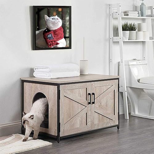 Miniatura 3 de unipaws Caja de arena para gatos con parte superior abierta adecuada para gatos grandes caja de arena grande alta caja de arena automática oculta