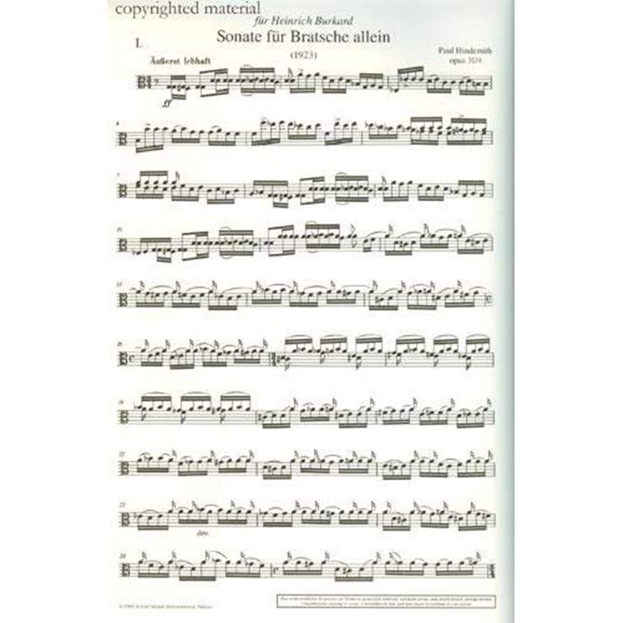 Hindemith: Sonata for Solo Viola, Op. 31, No. 4 (Printed Edition)