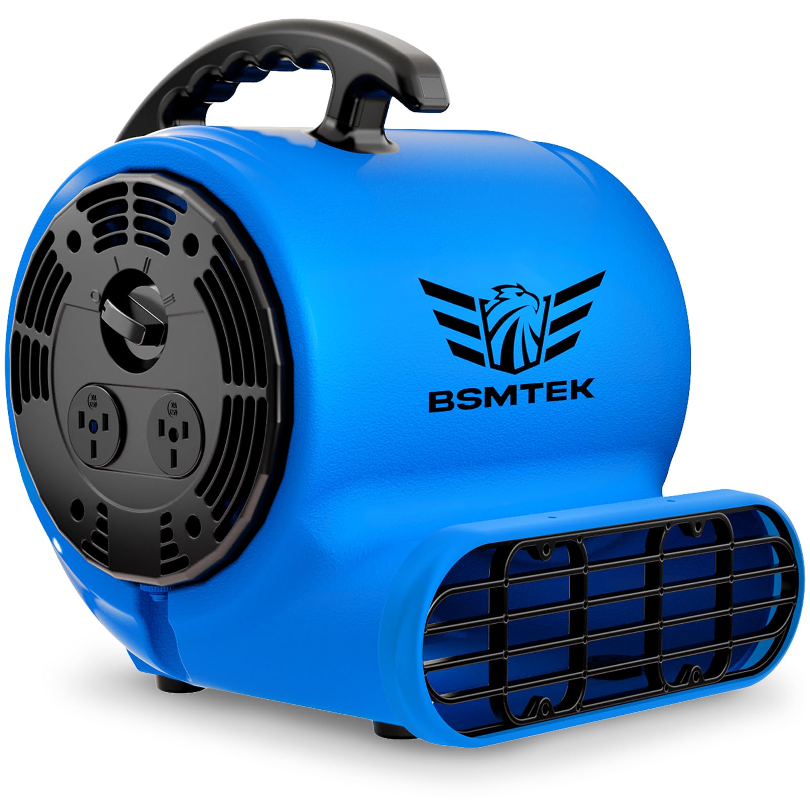 Ventilador Air Mover, BSMTEK Industrial 1/2HP 2500CFM, secador de alfombras, 3 velocidades con temporizador, 4 ángulos ajustables, cable de 15 pies de largo, apilable, actualizado en 2025