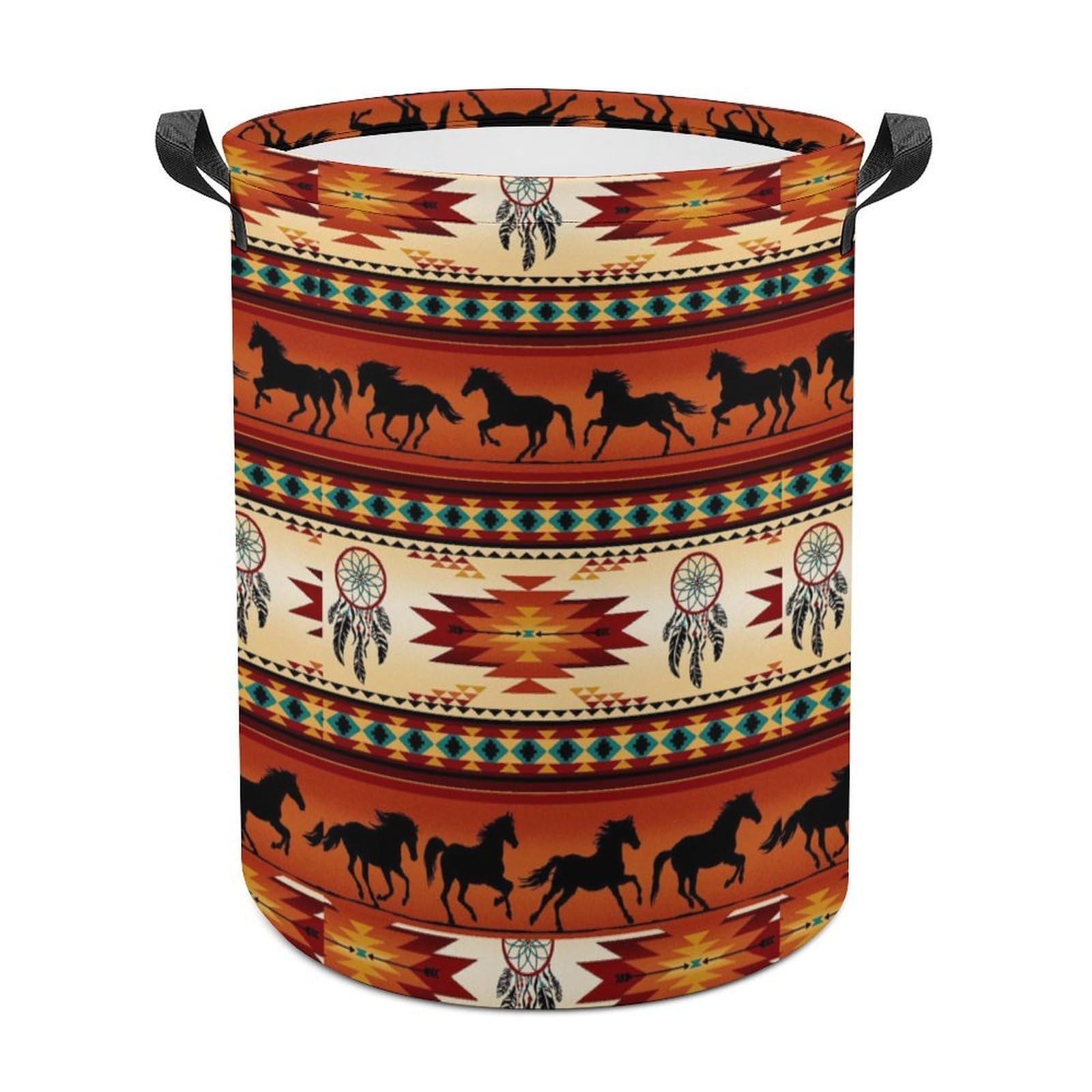 Wlntrophic Laundry Hamper, Western Horses Laundry Basket, Washing Basket with Handle
