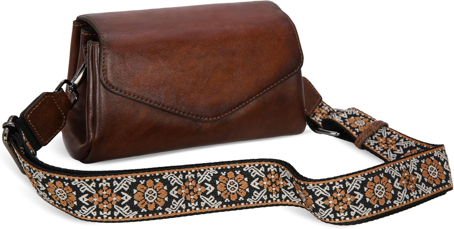 HESHE Leather Crossbody Bags for Women Shoulder Handbags Satchel Purses Lightweight Functional Bags with 2 Adjustable Strap - Image 9