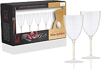 Vista 1 de Posh Setting Copas de vino de plástico dorado con purpurina de 7 onzas, vasos desechables de plástico duro, tazas con tallo para tostar, bodas