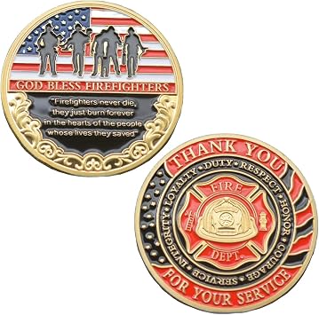 Thank You for Your Service Firefighters Challenge Coin God Bless Firefighters Prayer Commemorative Coins Firemans Prayer Gift