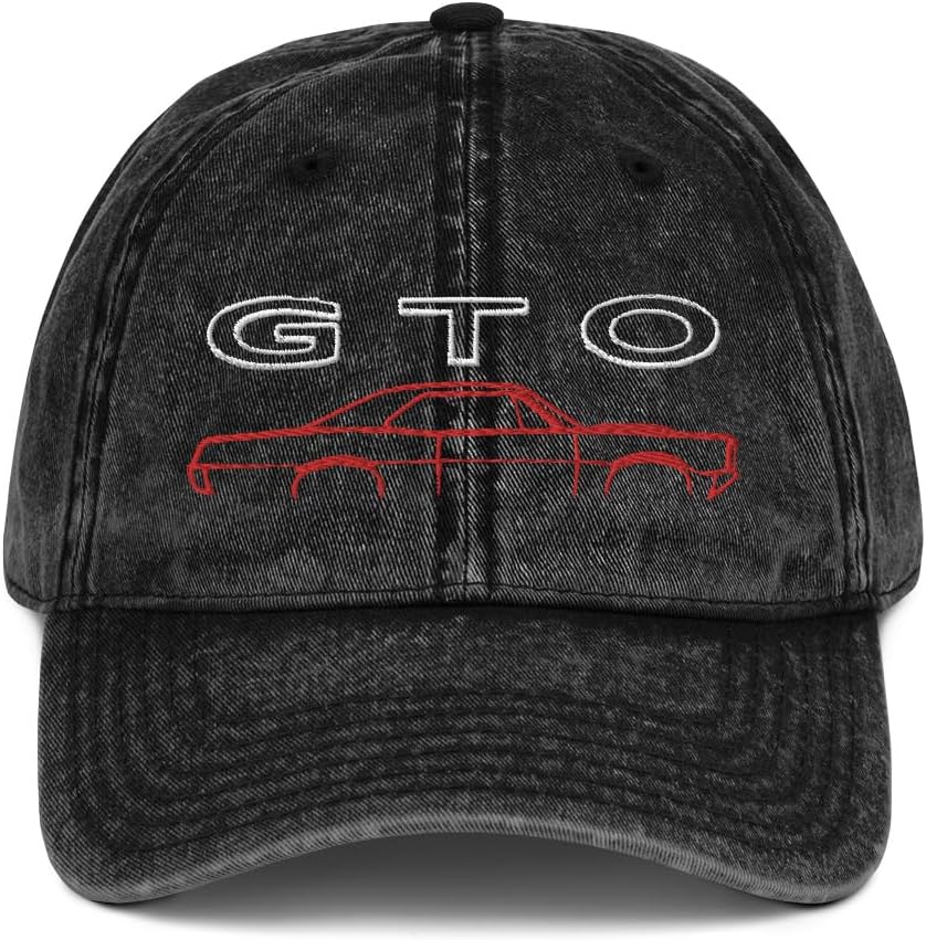 1967 GTO Red Line Outline American Muscle Car Vintage Cotton Twill Cap Dad Hat