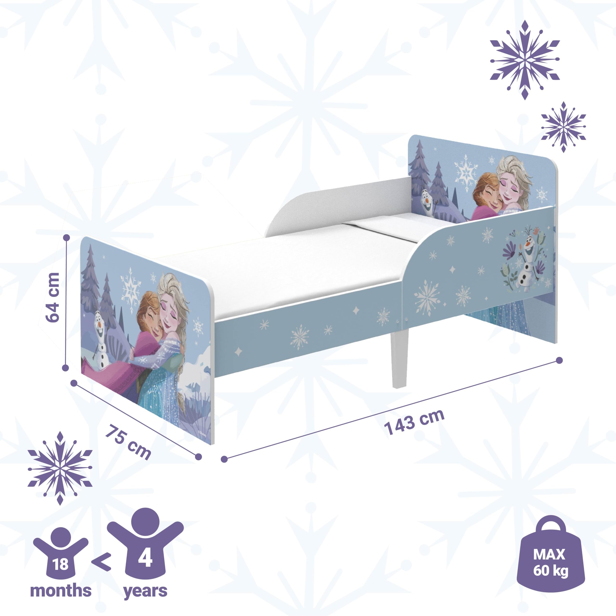 Disney Letto in Legno Elsa ed Anna Frozen